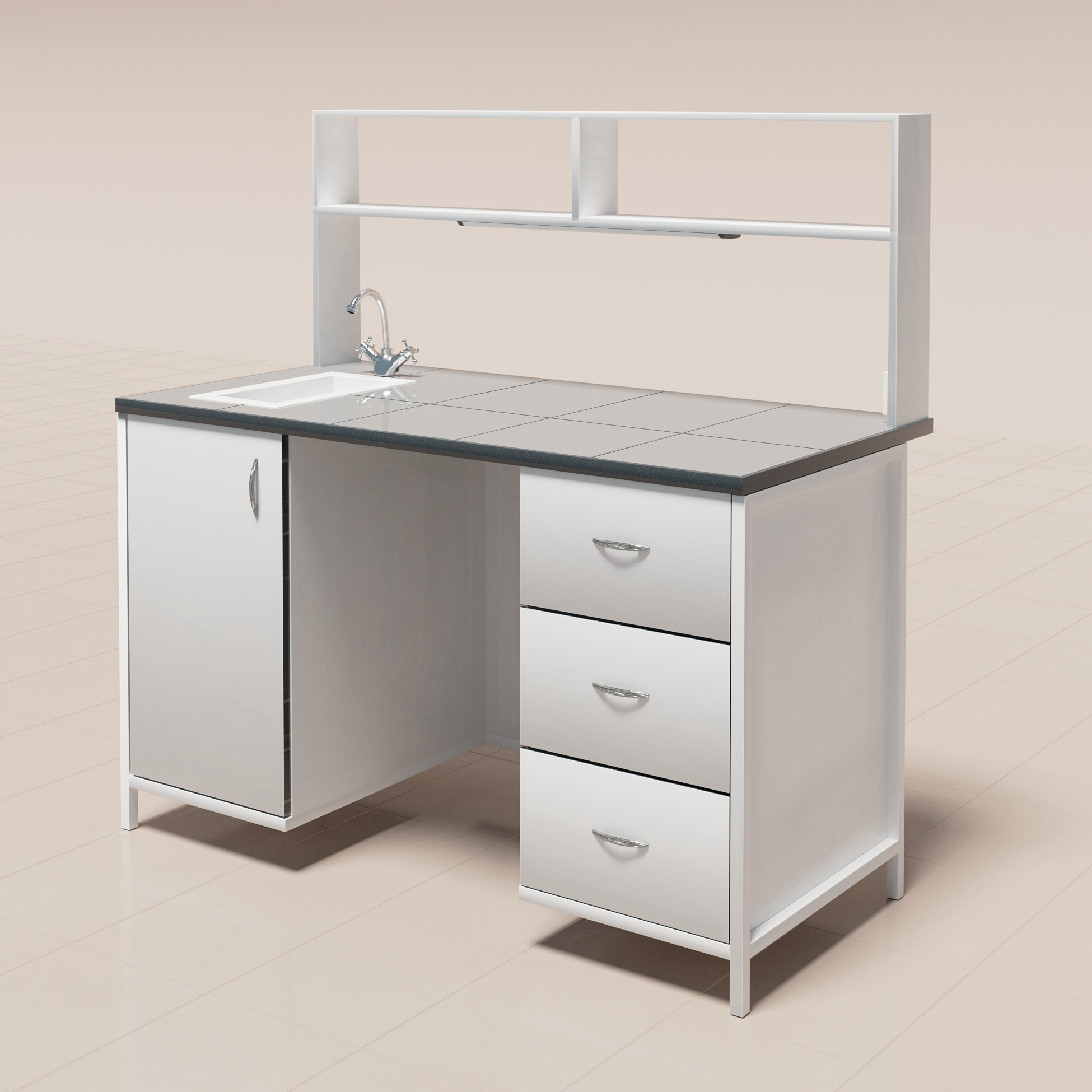 Купить Стол пристенный с надстройкой и мойкой от производителя с ...